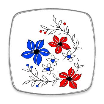 Blumenranke, Ornament - Viereckiger Kühlschrankmagnet - Weiß - Vorne