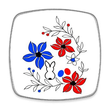 Ostern, Blumenranke - Viereckiger Kühlschrankmagnet - Weiß - Vorne
