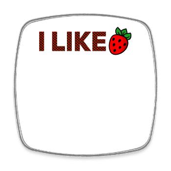 J’ADORE le motif fraise - Magnet carré - blanc - Devant