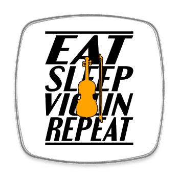 Eating Sleeping Violin - Square fridge magnet - white - Front