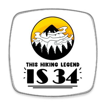 34th birthday hiker 34 years old mountain hiking - Square fridge magnet - white - Front