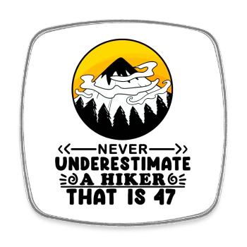 47 years old mountain hiking - Square fridge magnet - white - Front