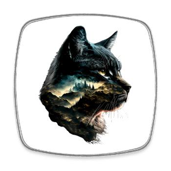 Katzen Motiv Kunst Cat Design Hauskatze Miau Katze - Viereckiger Kühlschrankmagnet - Weiß - Vorne