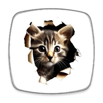 Katzen Motiv Kunst Cat Design Hauskatze Miau Katze - Viereckiger Kühlschrankmagnet - Weiß - Vorne