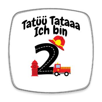 Zahl Zwei Feuerwehrmotive - Viereckiger Kühlschrankmagnet - Weiß - Vorne