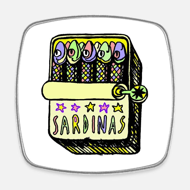 Sardines - Magnet carré - blanc