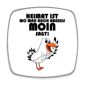 Nordsee Plattdeutsch Spruch Moin Möwe - Viereckiger Kühlschrankmagnet - Weiß - Vorne