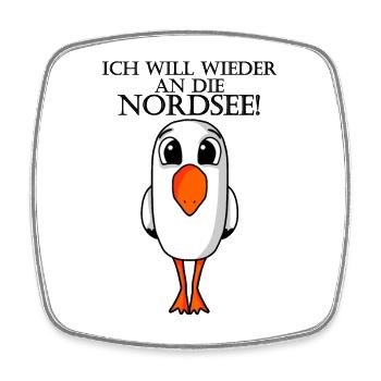 Nordsee Plattdeutsch Spruch Moin Möwe - Viereckiger Kühlschrankmagnet - Weiß - Vorne