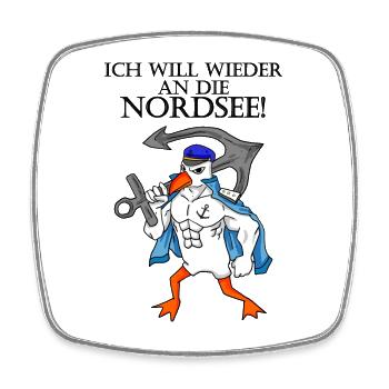 Nordsee Plattdeutsch Spruch Moin Möwe Anker - Viereckiger Kühlschrankmagnet - Weiß - Vorne