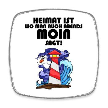 Nordsee Plattdeutsch Spruch Moin Möwe Leuchtturm - Viereckiger Kühlschrankmagnet - Weiß - Vorne