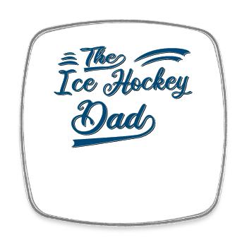 Der Eishockey Papa - Viereckiger Kühlschrankmagnet - Weiß - Vorne