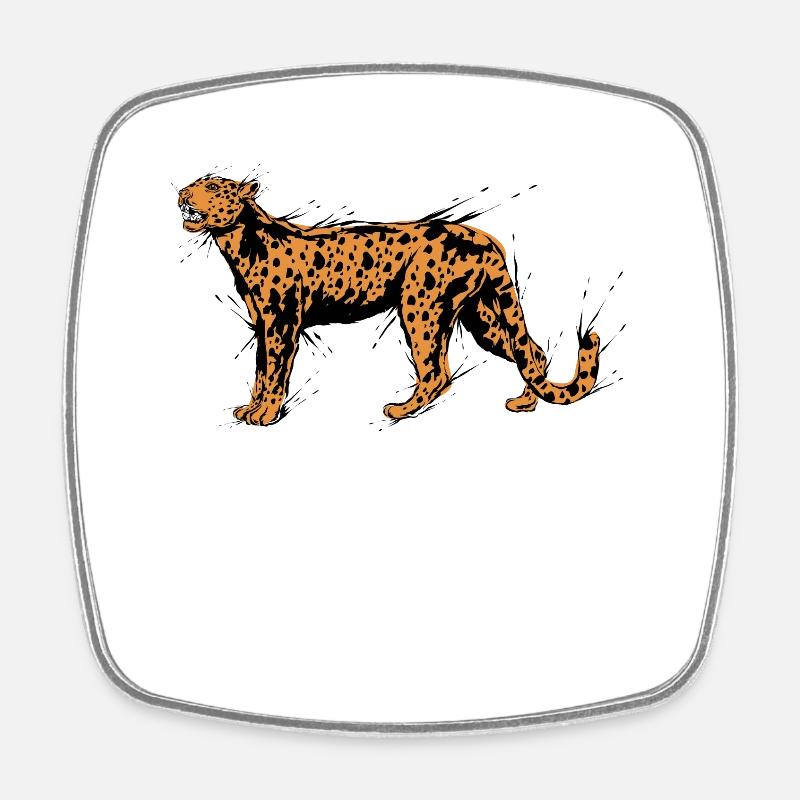 Gepard Leopard - Viereckiger Kühlschrankmagnet - Weiß