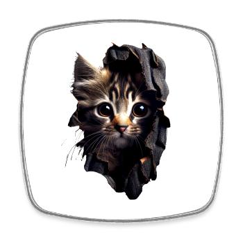 Katzen Motiv Kunst Cat Design Hauskatze Miau Katze - Viereckiger Kühlschrankmagnet - Weiß - Vorne