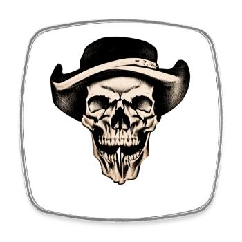 Skull with Hat - Vintage Cowboy Skull - Square fridge magnet - white - Front