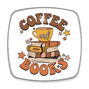 Coffee and Books - Square fridge magnet - white - Front