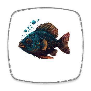 Cool Fish Illustration - Square fridge magnet - white - Front
