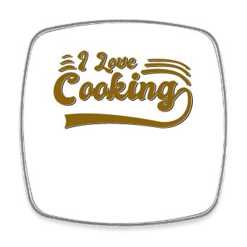 I love cooking - Viereckiger Kühlschrankmagnet - Weiß - Vorne