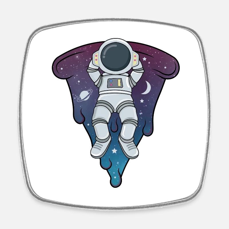 astronaut pizza,astronomy Space Solar System - Square fridge magnet - white