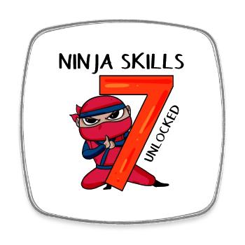 7th birthday boy 7 years old ninja seven years old - Square fridge magnet - white - Front