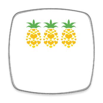 Pineapple Hearts Heart - Square fridge magnet - white - Front