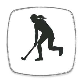 Joueur de hockey Silhouette Femmes Hockey sur gazon - Magnet carré - blanc - Devant