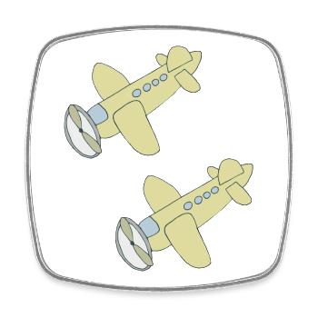 Avion 2x - Magnet carré - blanc - Devant
