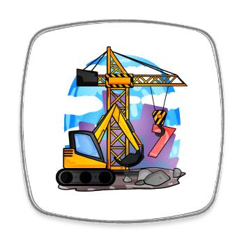 7. Geburtstag 7 Jahre Kran Baustelle Bagger Junge - Viereckiger Kühlschrankmagnet - Weiß - Vorne