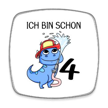 4 Jahre alt - 4. Geburtstag mit Tier Motiv - Viereckiger Kühlschrankmagnet - Weiß - Vorne