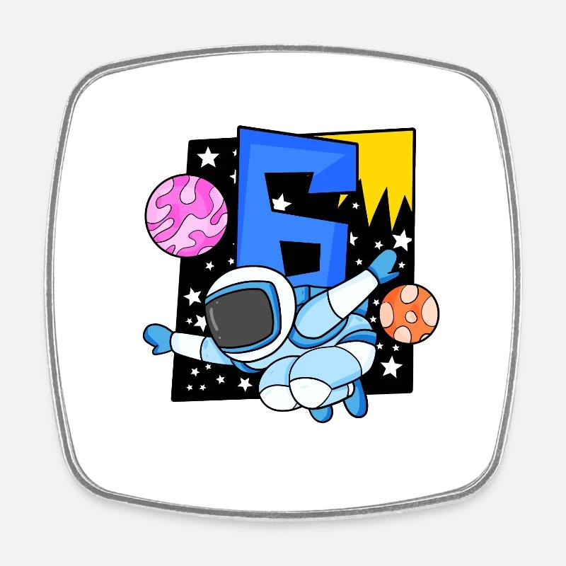 6 ans Jeune astronaute - Magnet carré - blanc