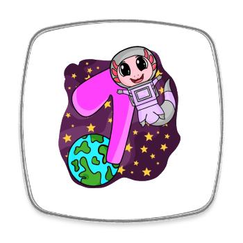 7e anniversaire - Cadeau de fille astronaute de 7 ans - Magnet carré - blanc - Devant