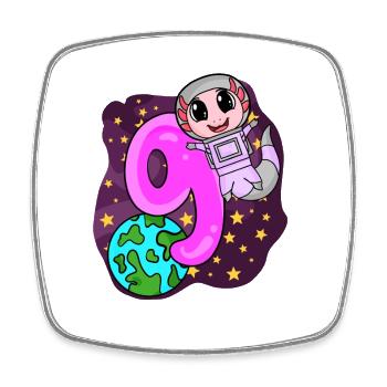 9th Birthday - 9 Years Astronaut Girl Gift - Square fridge magnet - white - Front