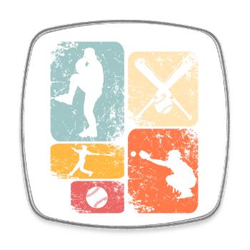 Baseball - Viereckiger Kühlschrankmagnet - Weiß - Vorne