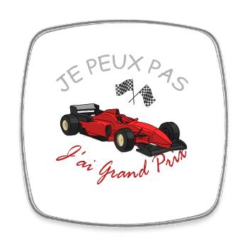J'peux pas j'ai grand prix cadeau course voiture - Magnet carré - blanc - Devant