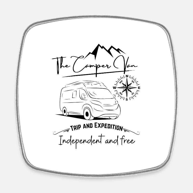 Camper van motorhome saying + motif - Square fridge magnet - white