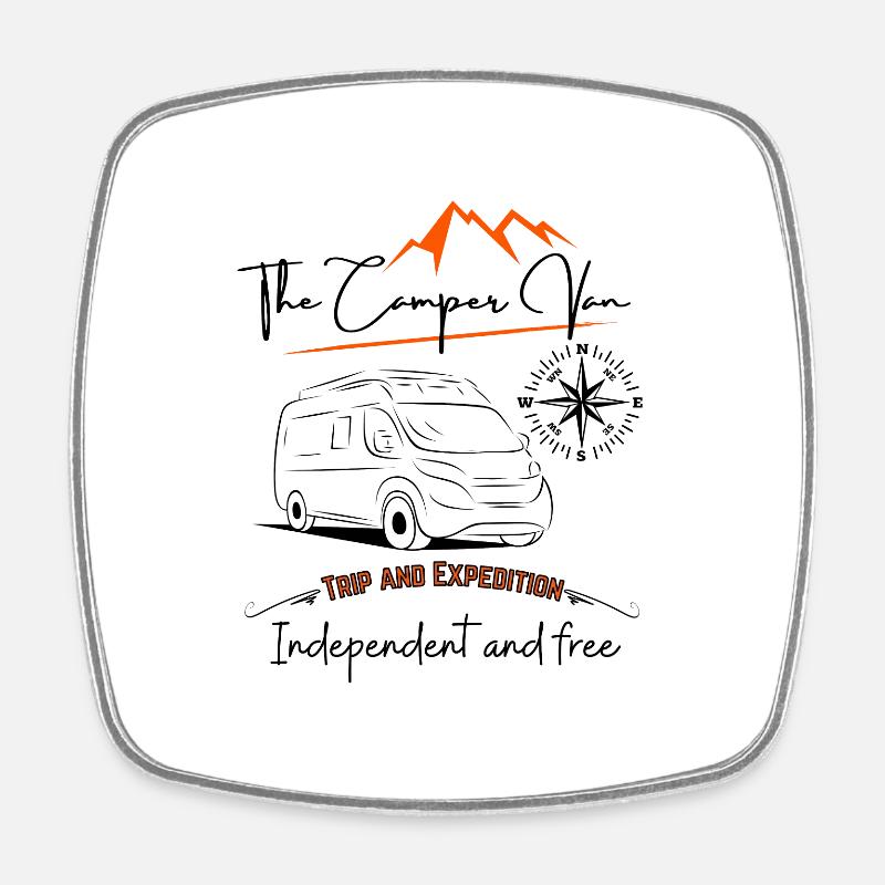 Camper van motorhome saying + motif - Square fridge magnet - white