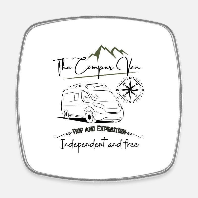 Camper van motorhome saying + motif - Square fridge magnet - white