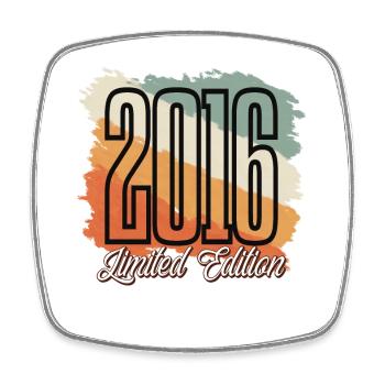 2016 Year of birth Birthday Year of construction Vintage Retro - Square fridge magnet - white - Front