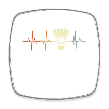 Badminton heartbeat - Square fridge magnet - white - Front