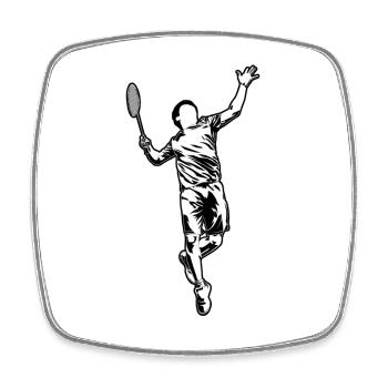 Lustiger Badmintonspieler - Viereckiger Kühlschrankmagnet - Weiß - Vorne