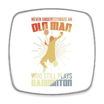 Badminton Grandfather - Square fridge magnet - white - Front