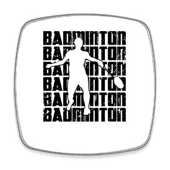 Funny badminton player - Square fridge magnet - white - Front