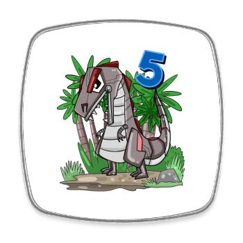5 ans - 5ème anniversaire avec motif animal - Magnet carré - blanc - Devant