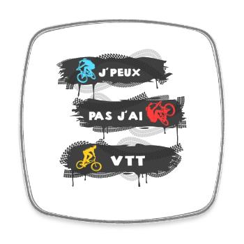 Je Peux Pas J'ai Vtt Cyclisme cycliste Cadeau Vélo - Magnet carré - blanc - Devant