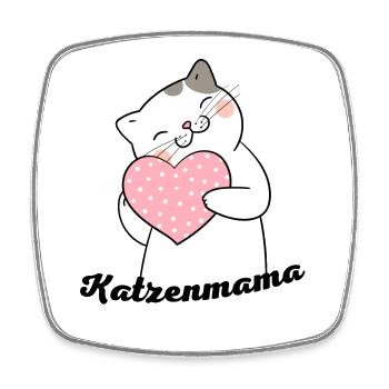 Katzenliebe Pinkes Herz Kuschelbild - Viereckiger Kühlschrankmagnet - Weiß - Vorne