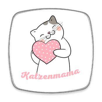 Katzenmama Herzliebe - Viereckiger Kühlschrankmagnet - Weiß - Vorne