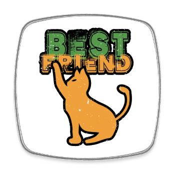 Best Friend KATZE - Viereckiger Kühlschrankmagnet - Weiß - Vorne