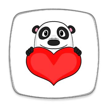 Panda mit Herz - Liebe Romantisch - Viereckiger Kühlschrankmagnet - Weiß - Vorne