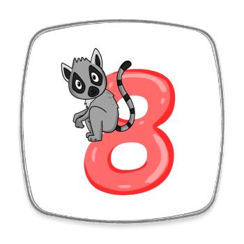 8 years old - 8th birthday with animal motif - Square fridge magnet - white - Front