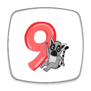 9 ans - 9e anniversaire avec motif animalier - Magnet carré - blanc - Devant