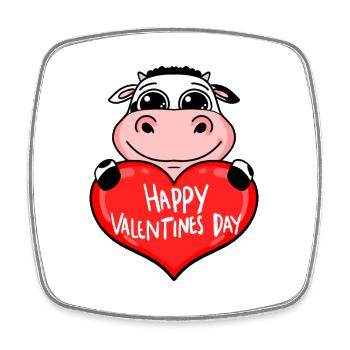 Valentinstag Herz Kuh - Viereckiger Kühlschrankmagnet - Weiß - Vorne